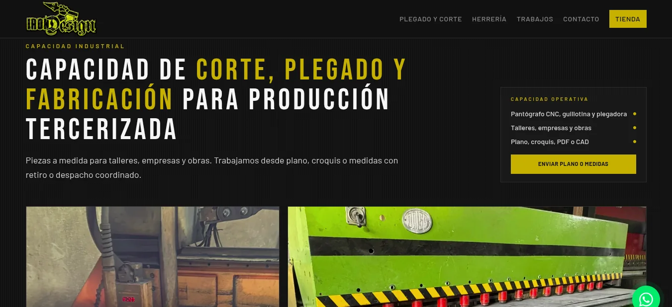 Sitio web de Iron Design, taller metalúrgico de Florencio Varela